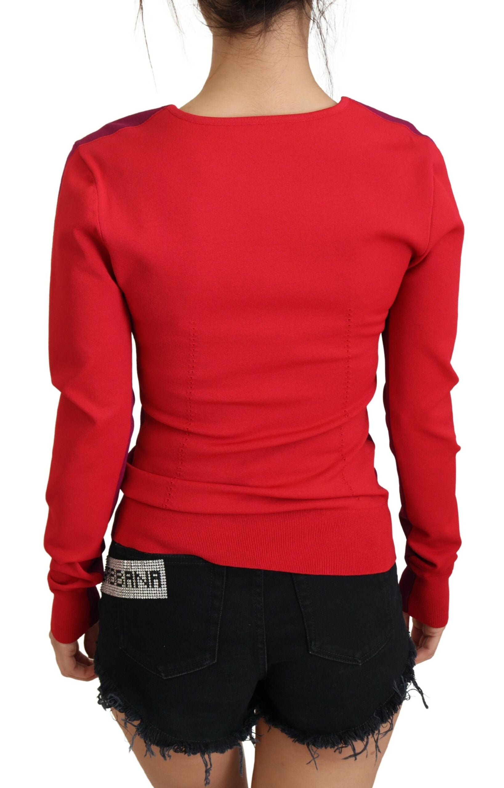 Red long sleeve shirt worn by woman
