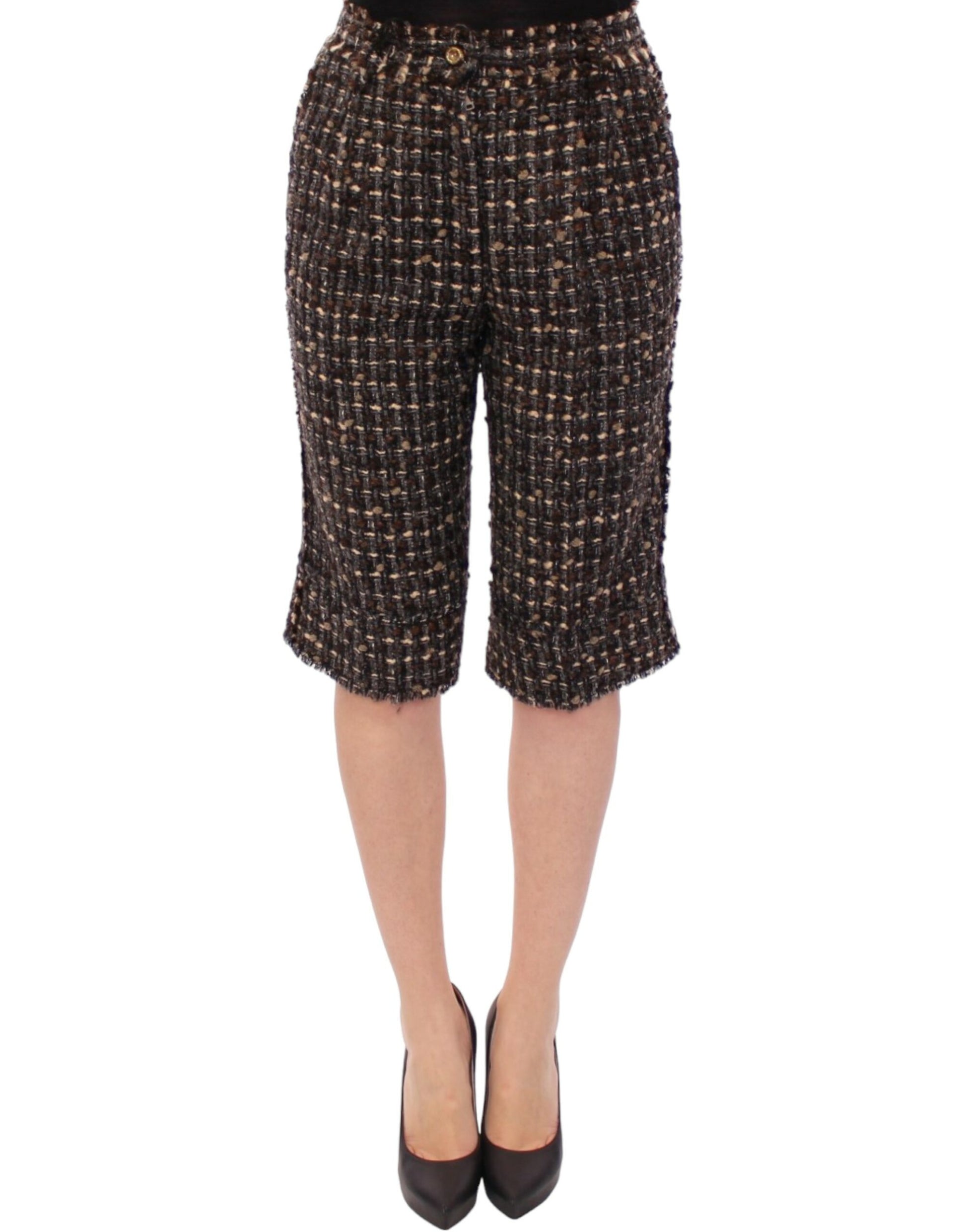 Shorts with embellishments on a model