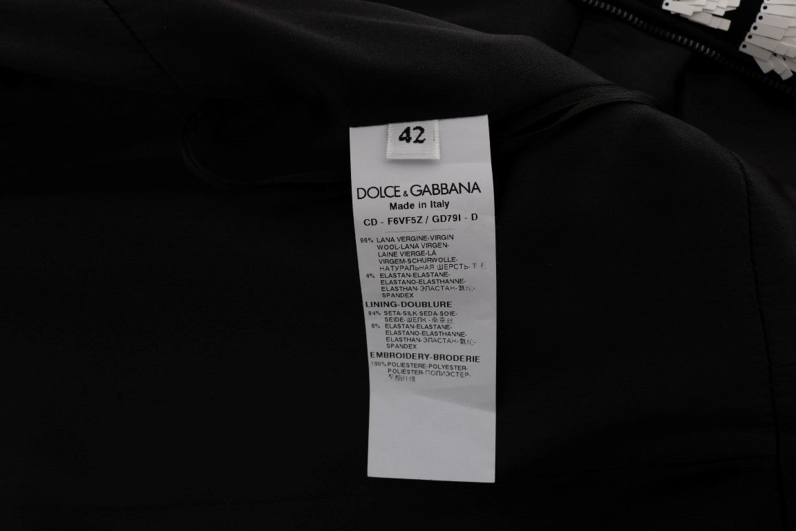 Tag on black jacket