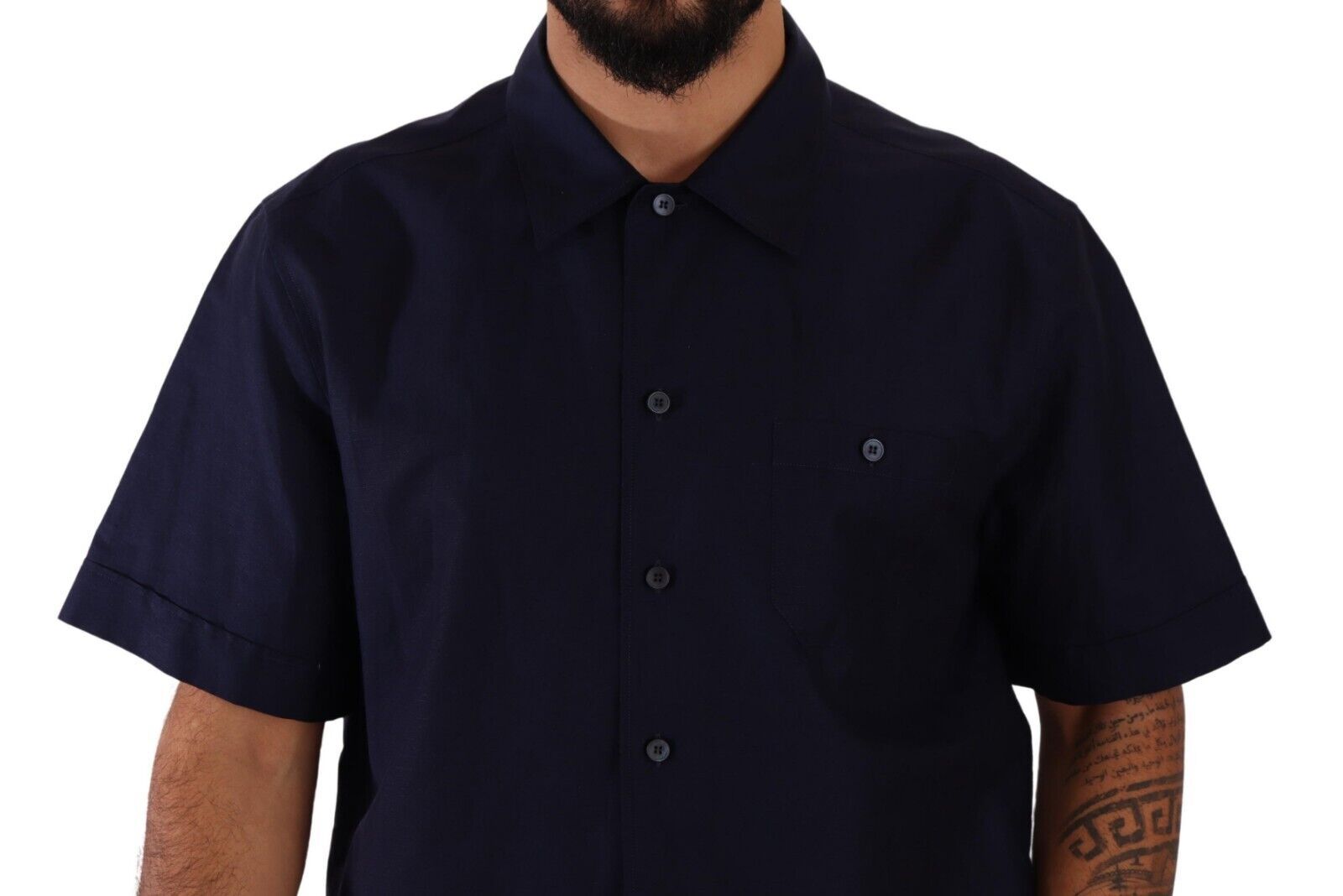Navy blue short sleeve button down shirt