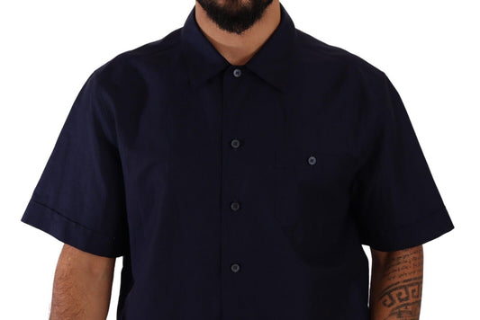 Navy blue short sleeve button down shirt