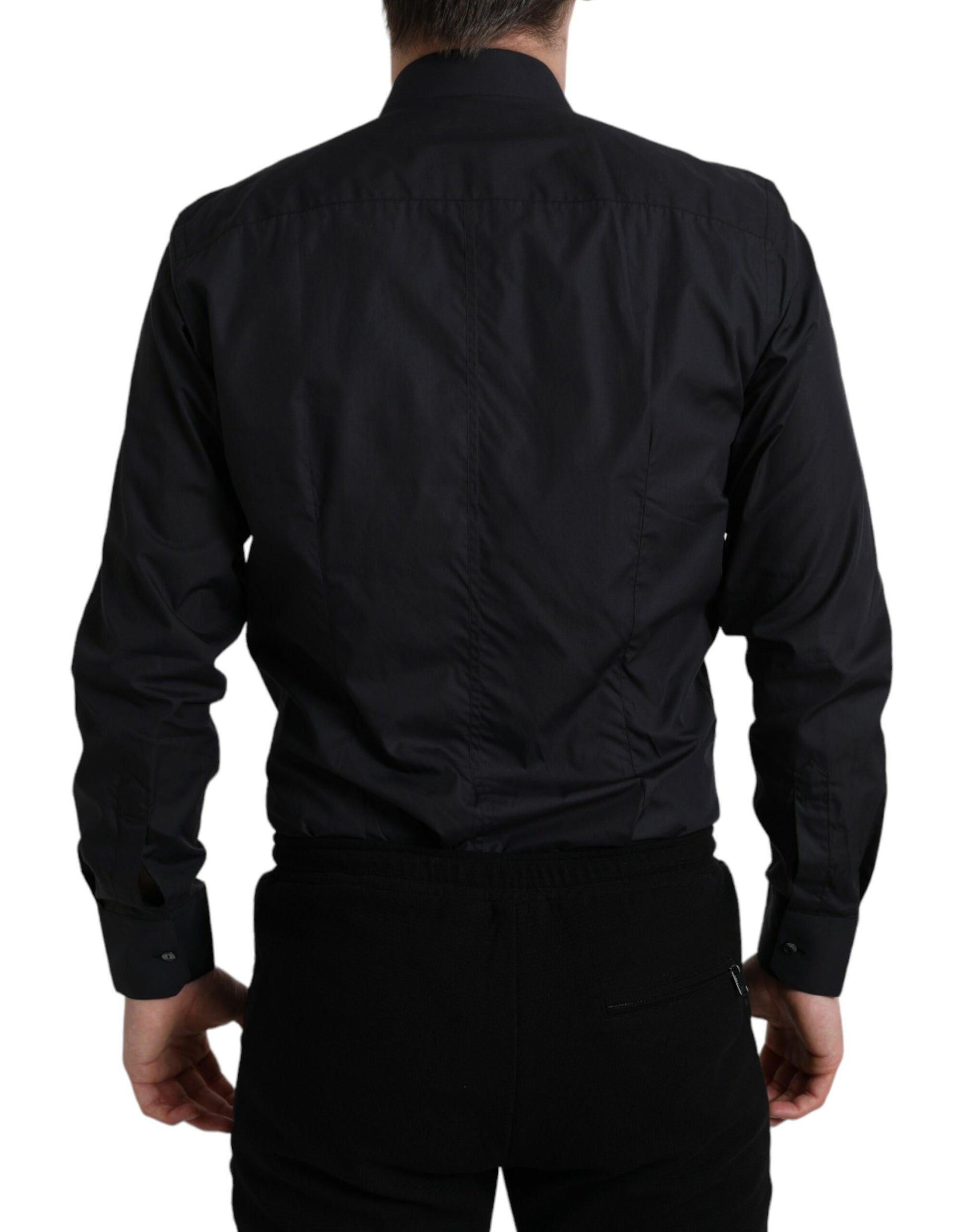 Black shirt with checkered pattern on back