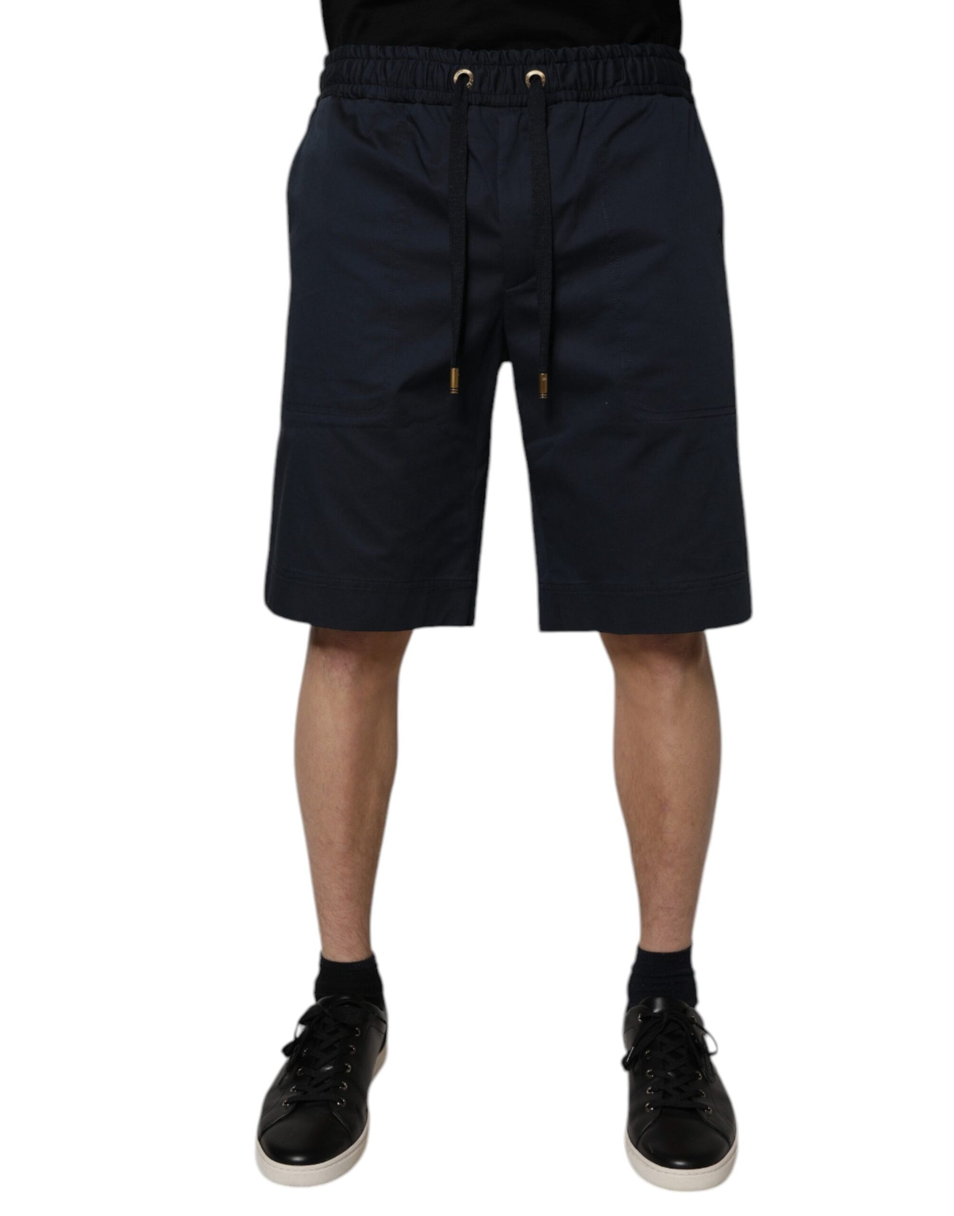 Pair of navy blue shorts with pockets on sides