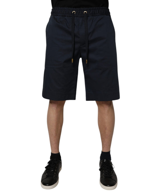 Pair of navy blue shorts with pockets on sides
