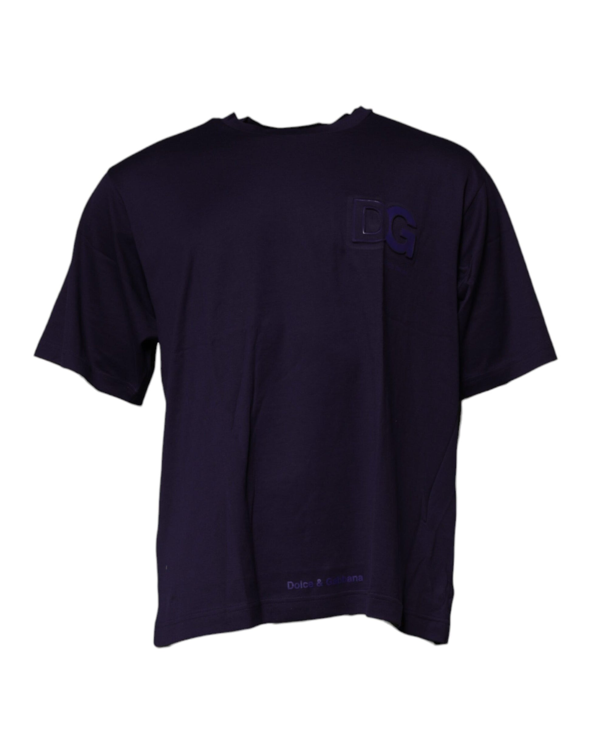Navy blue short sleeve t-shirt with logo on front