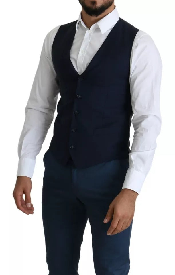 A navy blue men's formal vest from Dolce & Gabbana