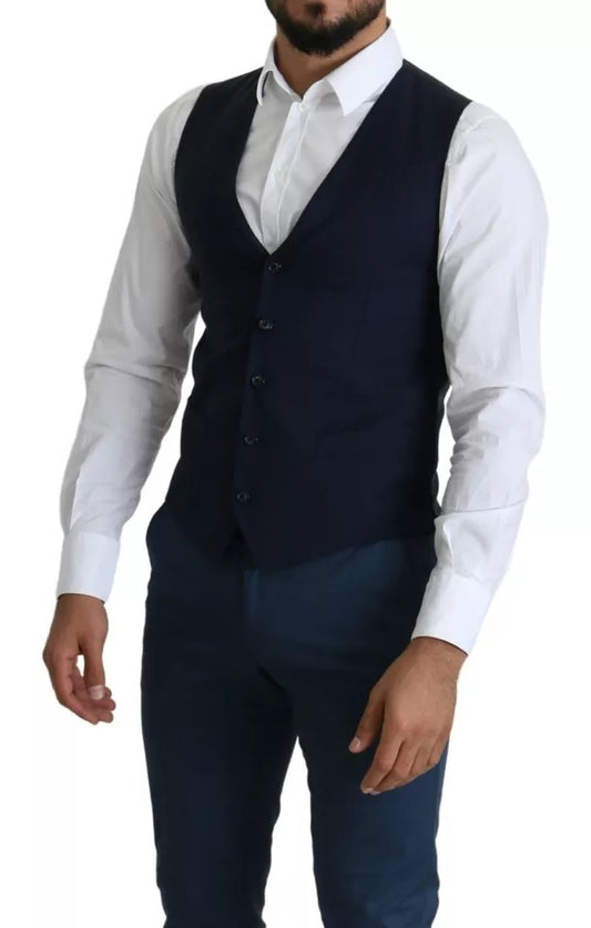 A navy blue men's formal vest from Dolce & Gabbana