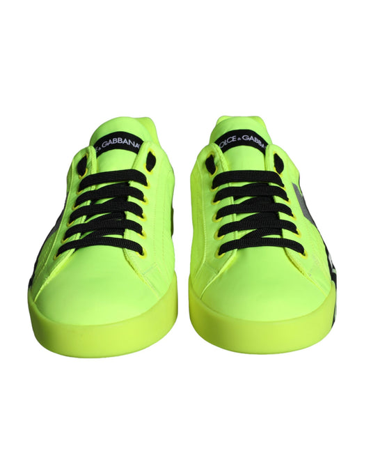 Bright yellow sneakers with black laces
