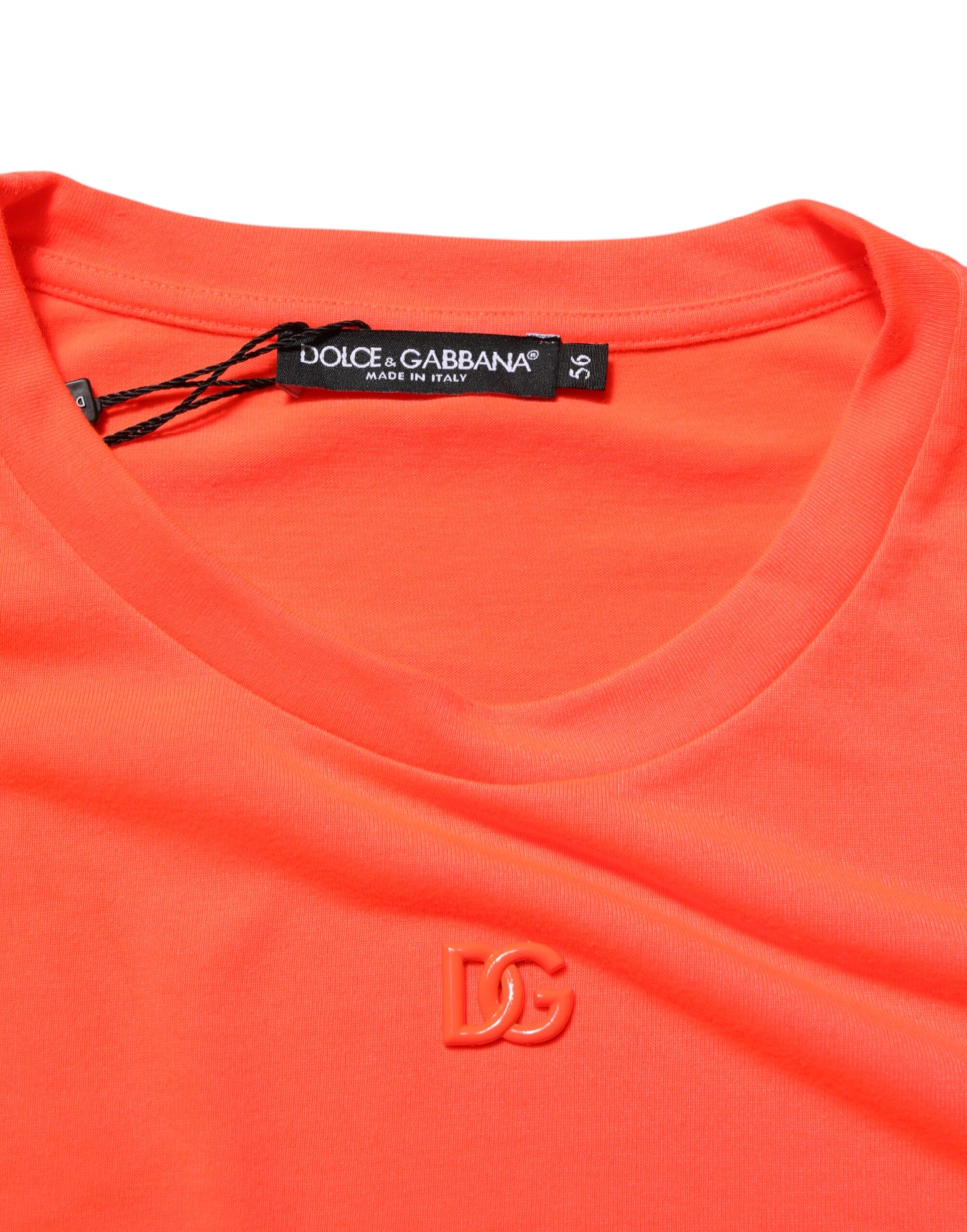 Red v neck t-shirt with logo on front