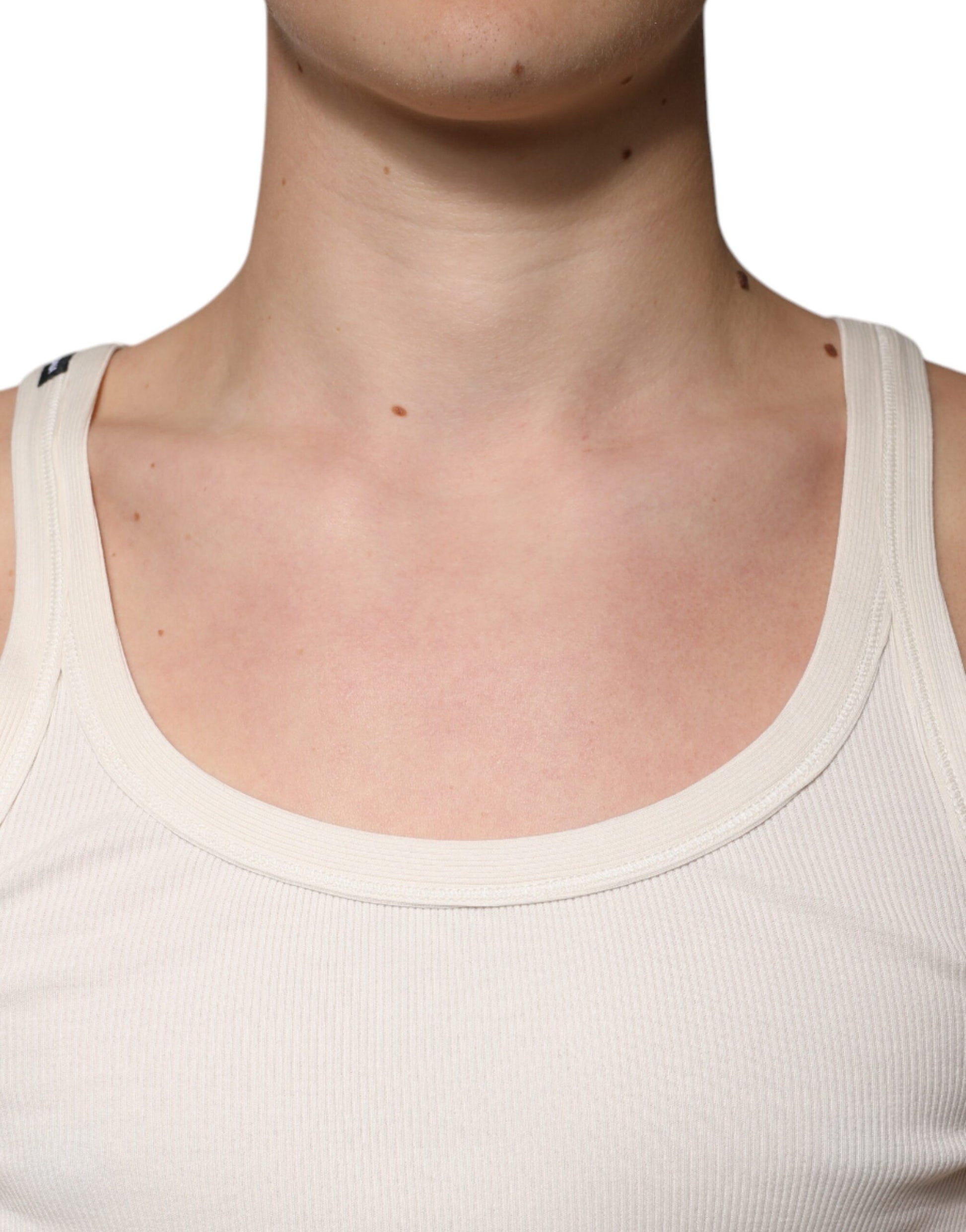 White tank top on man's neck