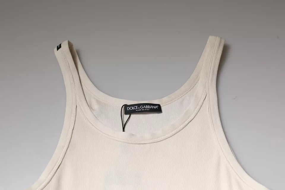 Tan cropped tank top on hanger