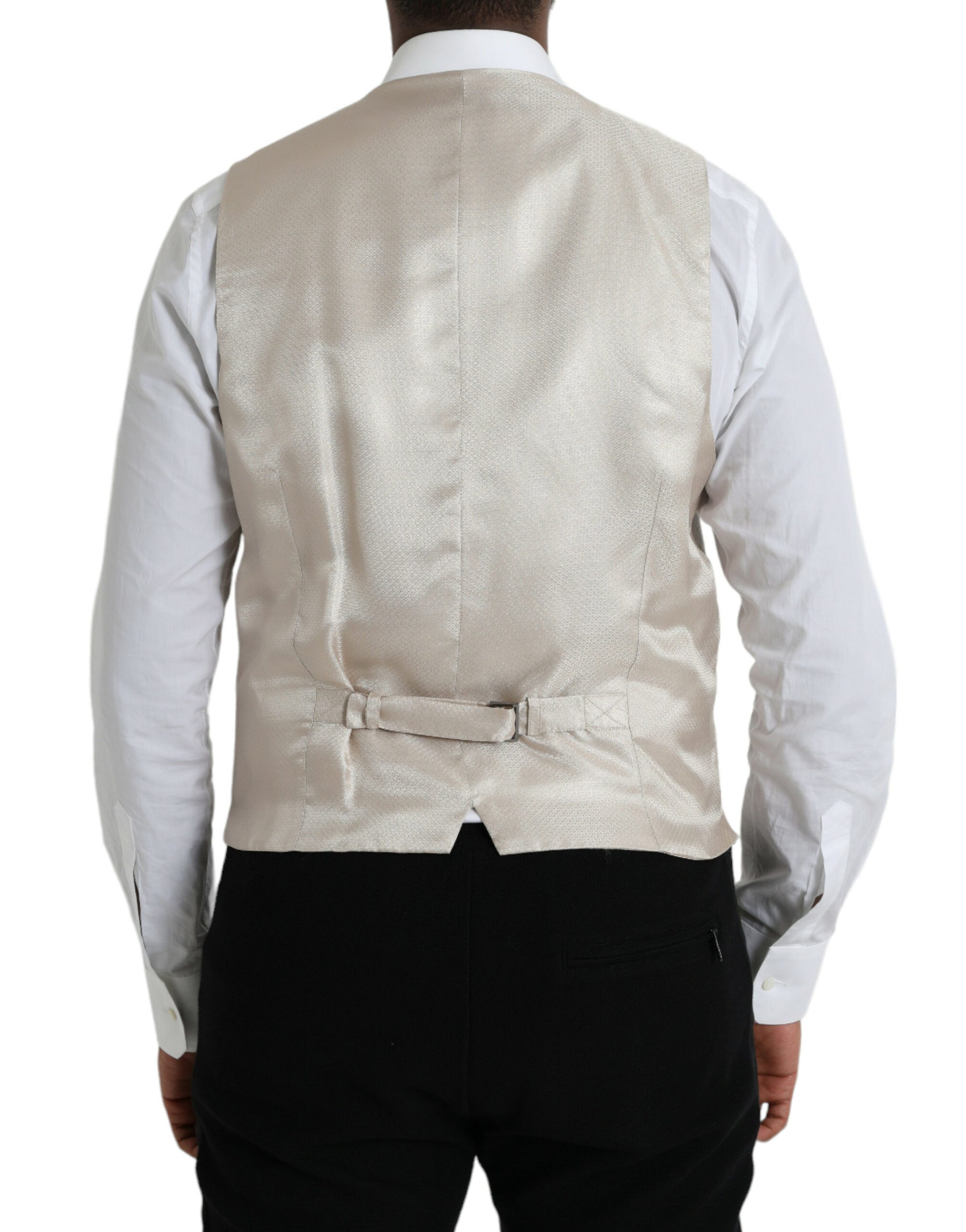 A mannequin wearing a formal vest, part of a suit and tailoring collection