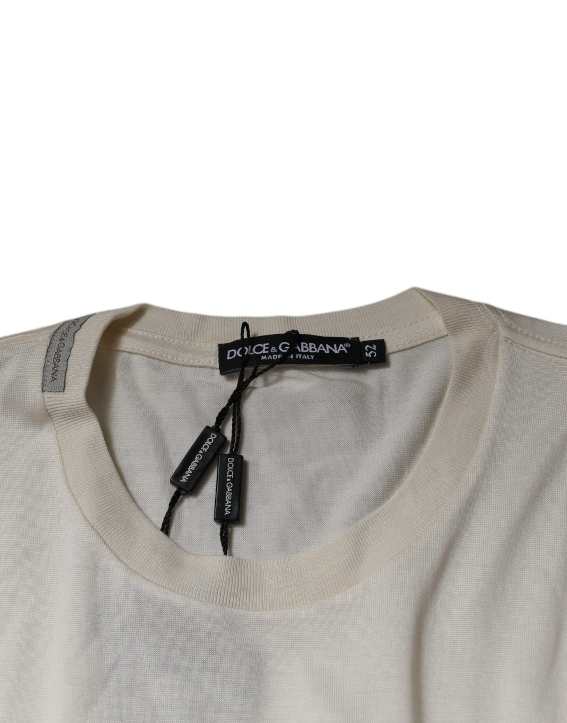 Tan crew neck t-shirt on hanger