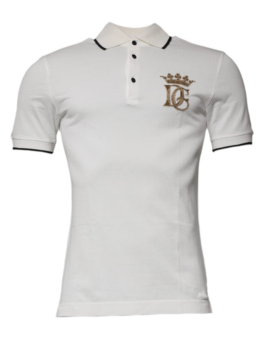 White polo shirt with black collar and sleeve trim