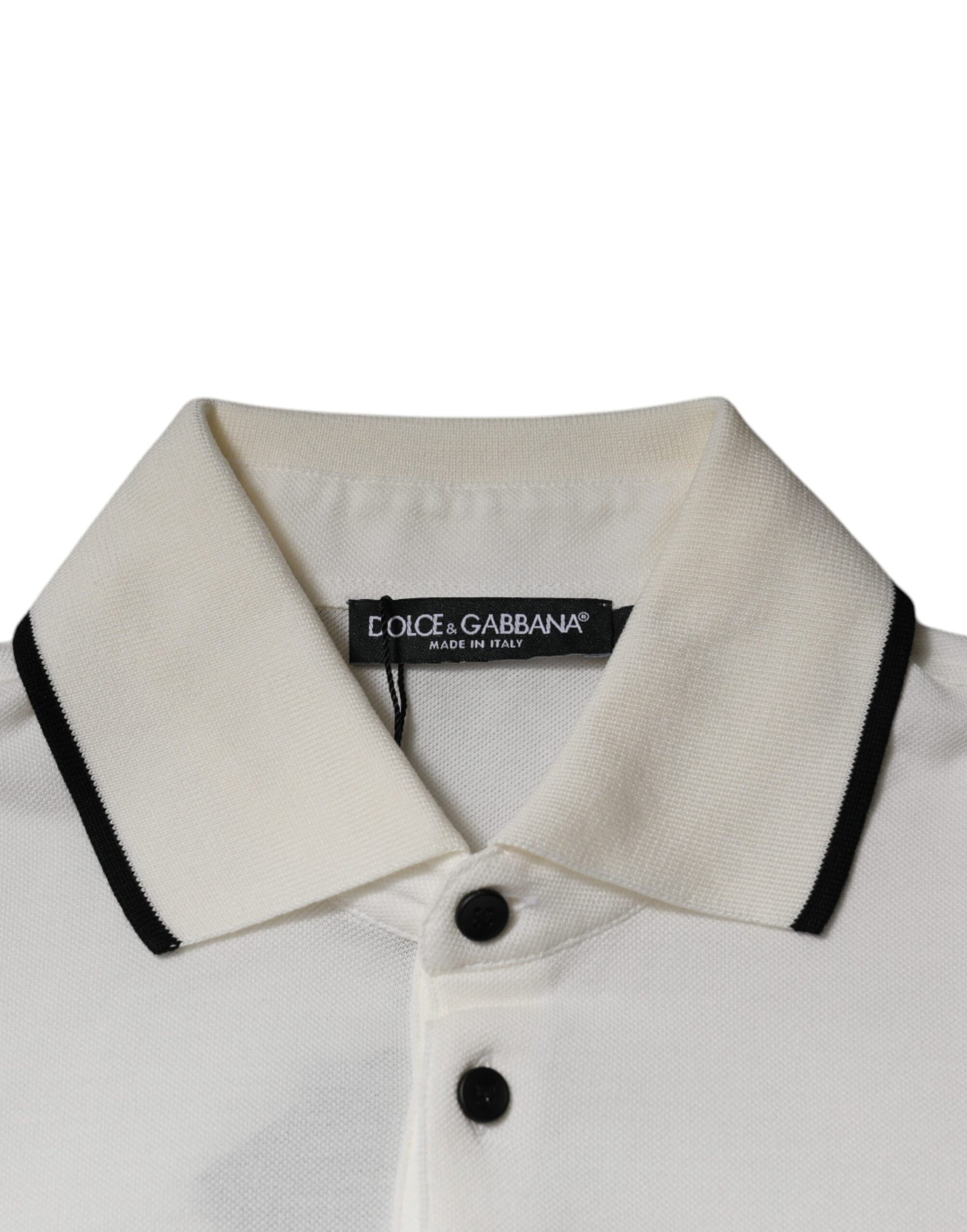 White polo shirt with black trim