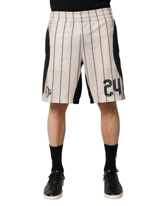 Black and white basketball shorts with number 24 on leg