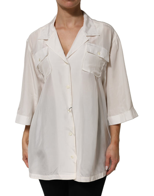 Long sleeve white robe with pockets