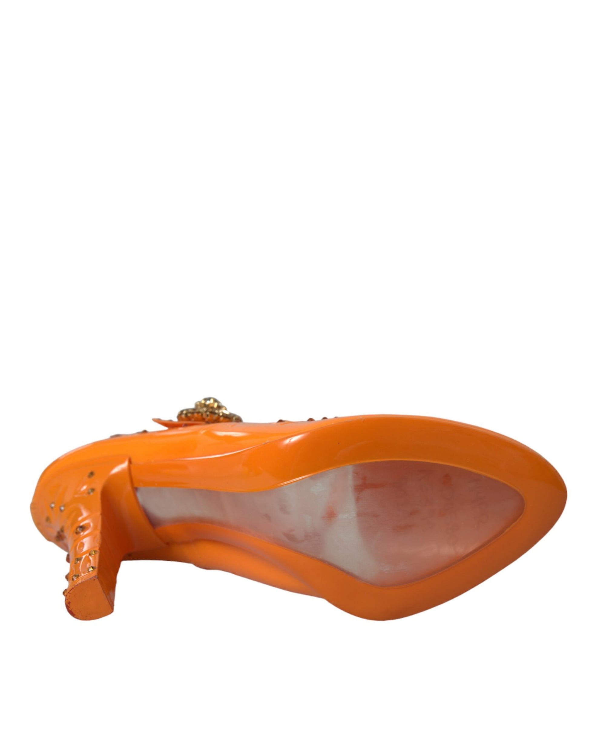 Orange ceramic vase with handle and spout