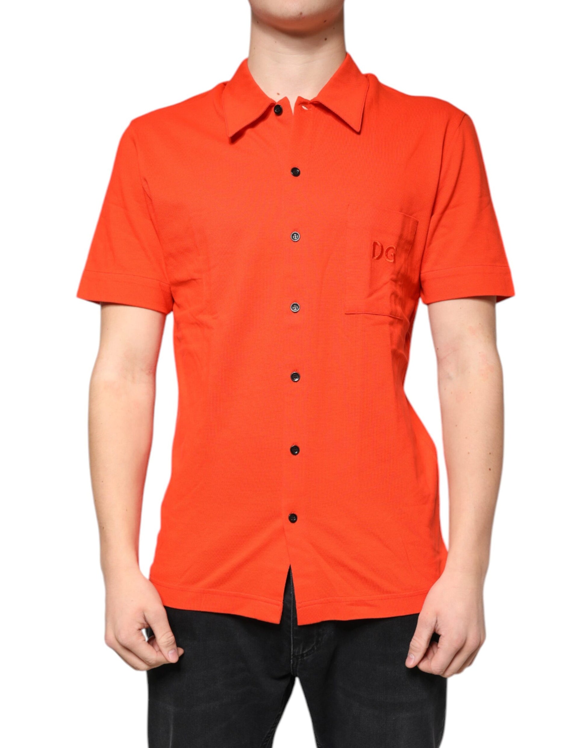 Red short sleeve shirt on a mannequin
