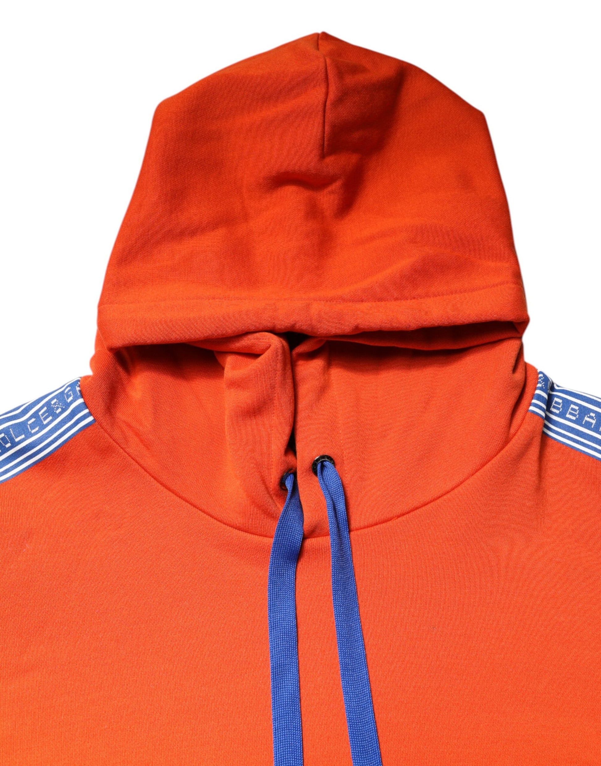 Orange hoodie with blue zipper