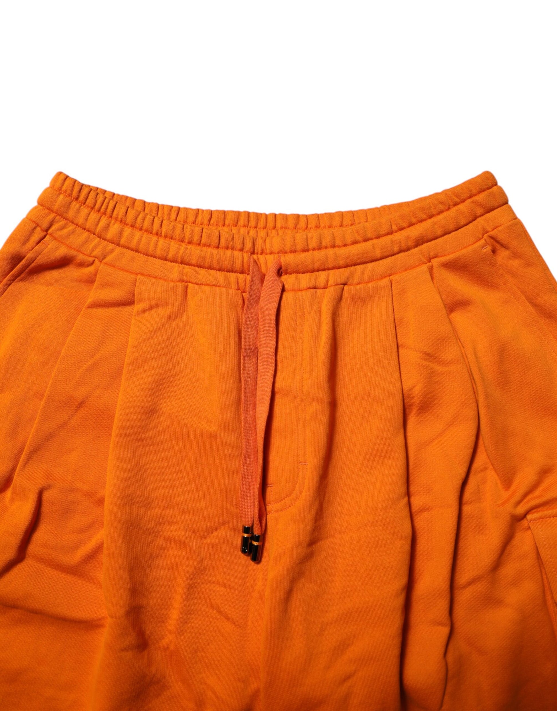 Orange shorts with zipper on front