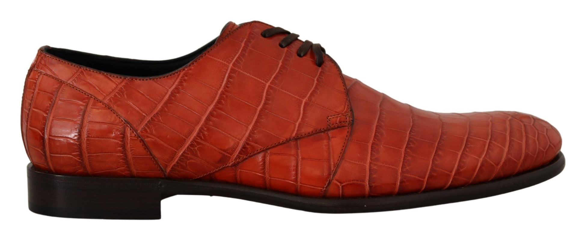 Red leather shoes with laces and a small heel