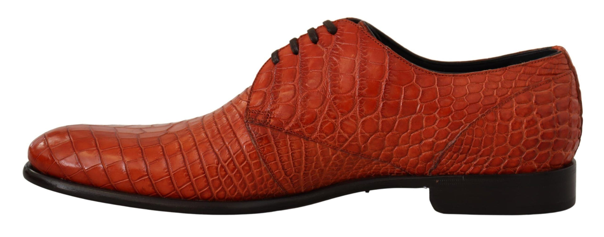 Red patent leather shoes with laces and a shiny finish