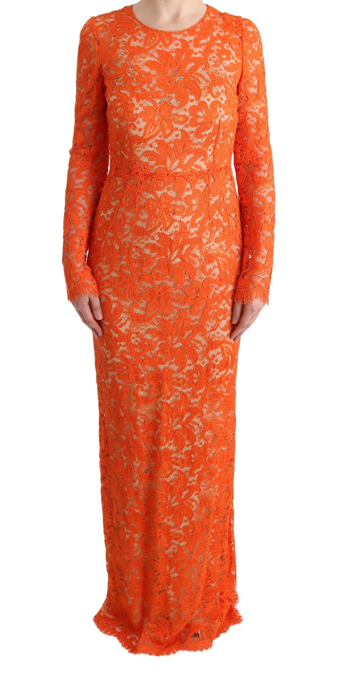 Long red lace dress
