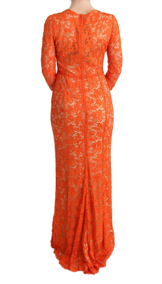 Long red lace dress