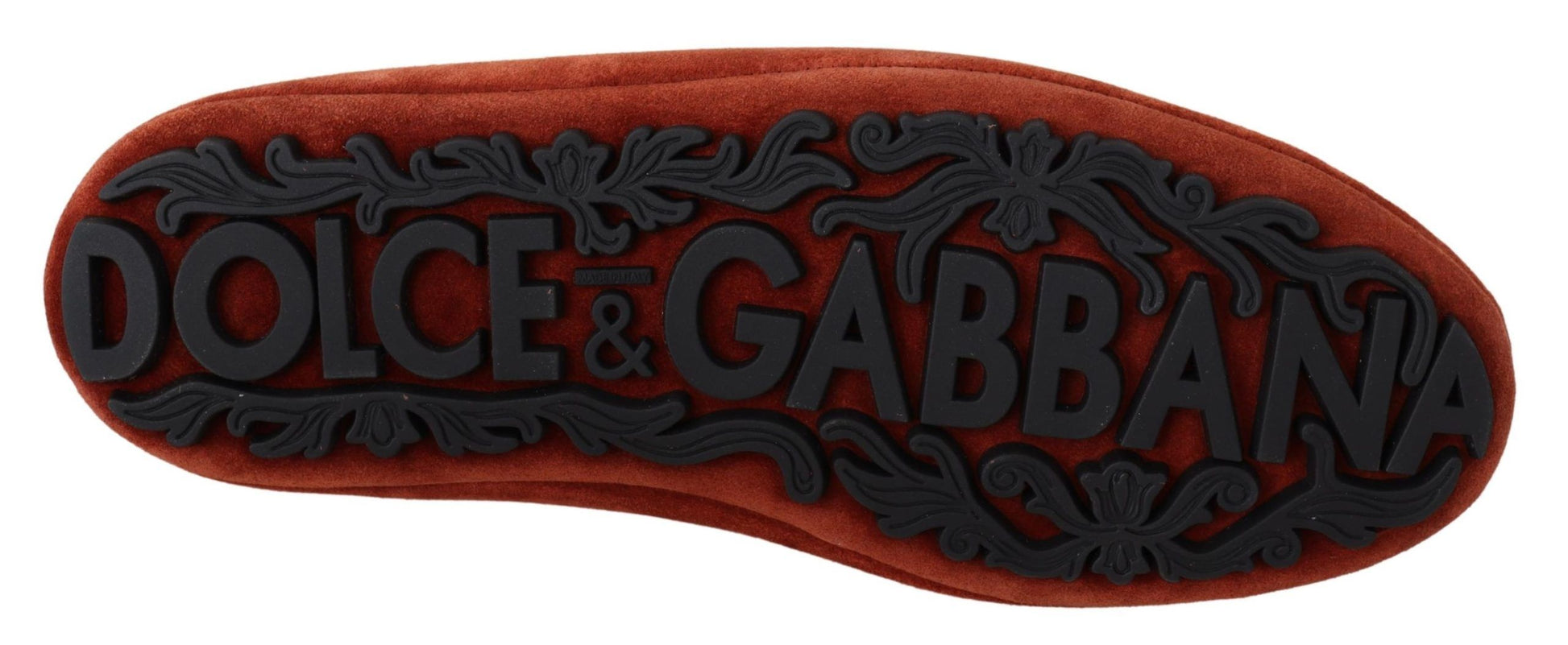 Red velvet shoe with embroidered brand name