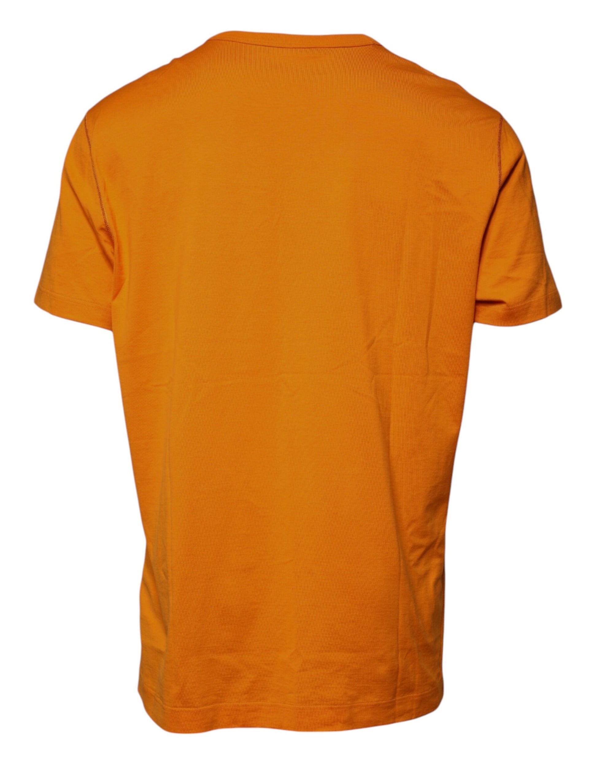 Orange short sleeve shirt on hanger