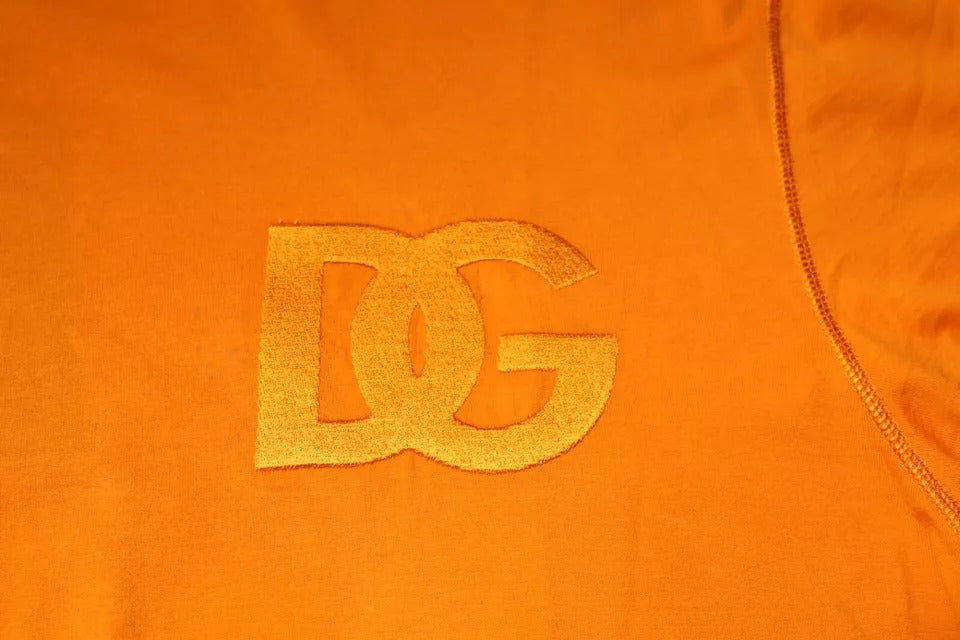 Orange fabric with embroidered DC logo