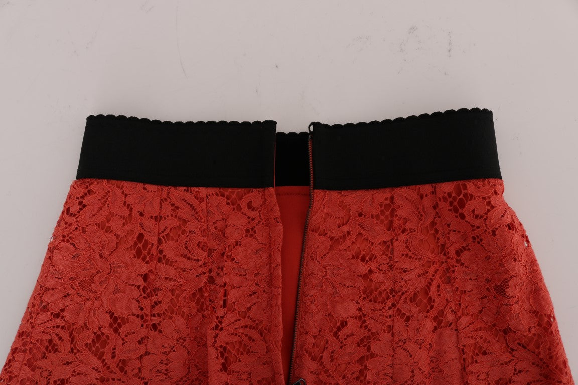 Red lace skirt with black trim
