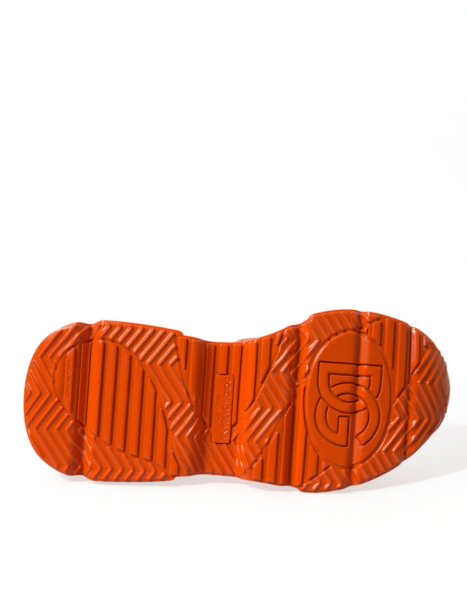 Red shoe with white logo on side
