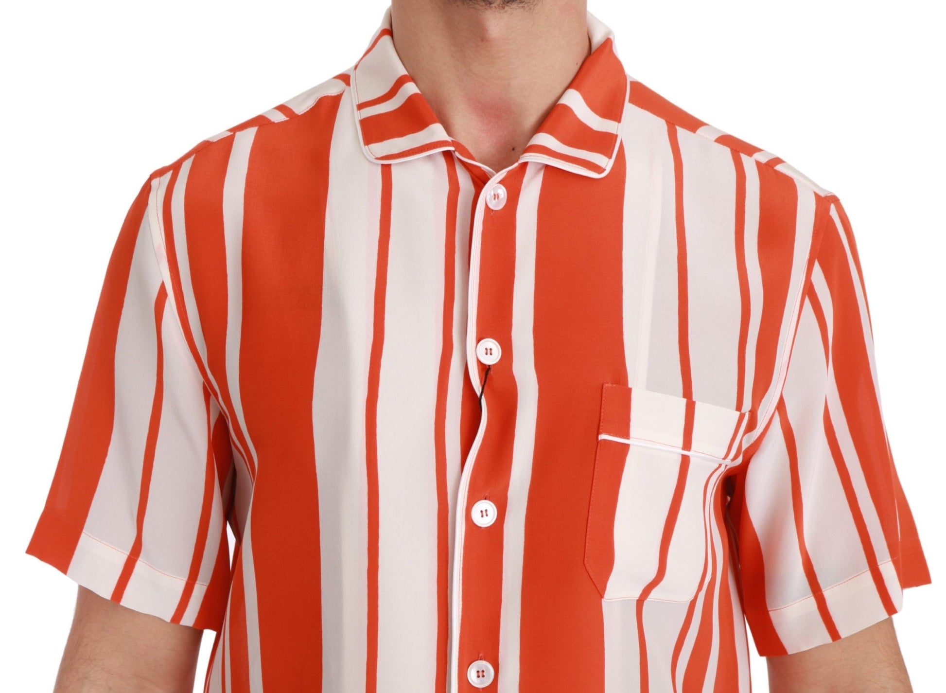 Red and white striped short sleeve shirt