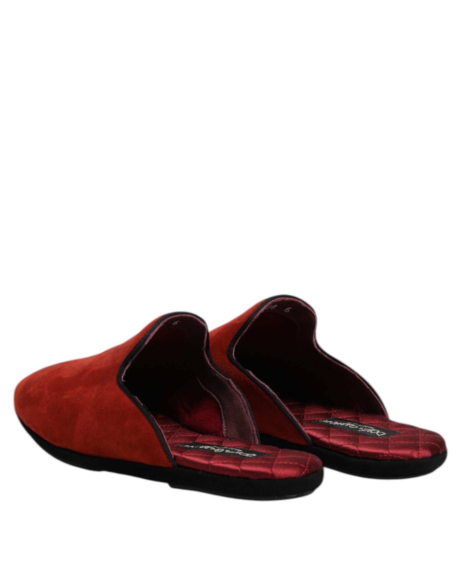 Red velvet shoes with black trim