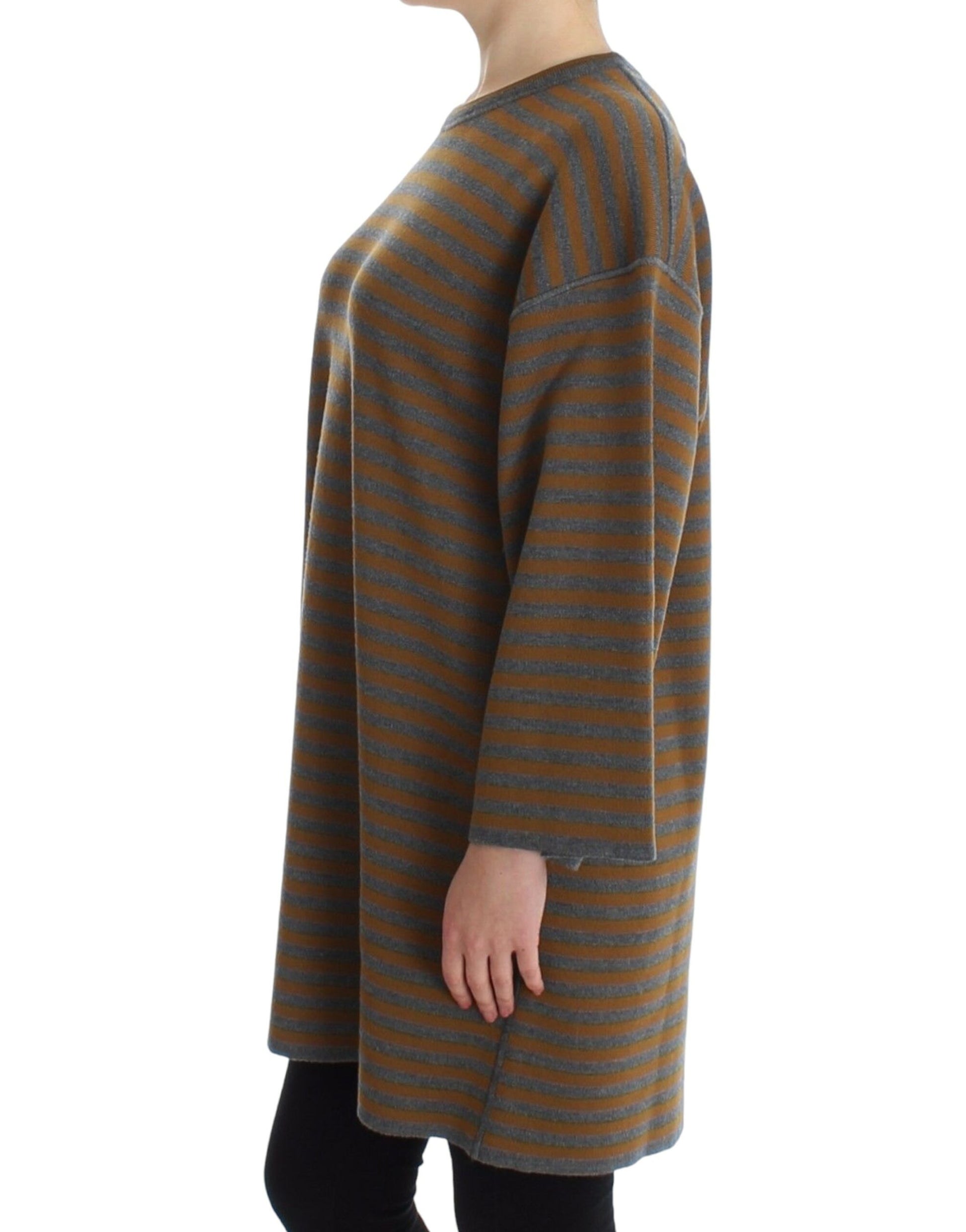 Long sleeve striped coat on a woman