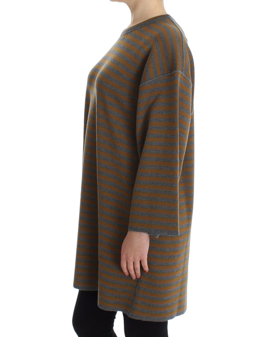 Long sleeve striped coat on a woman