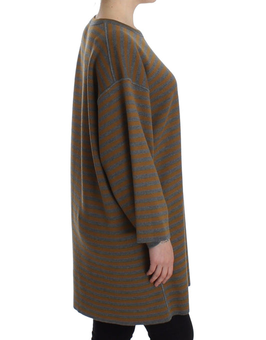 Long sleeve striped sweater coat