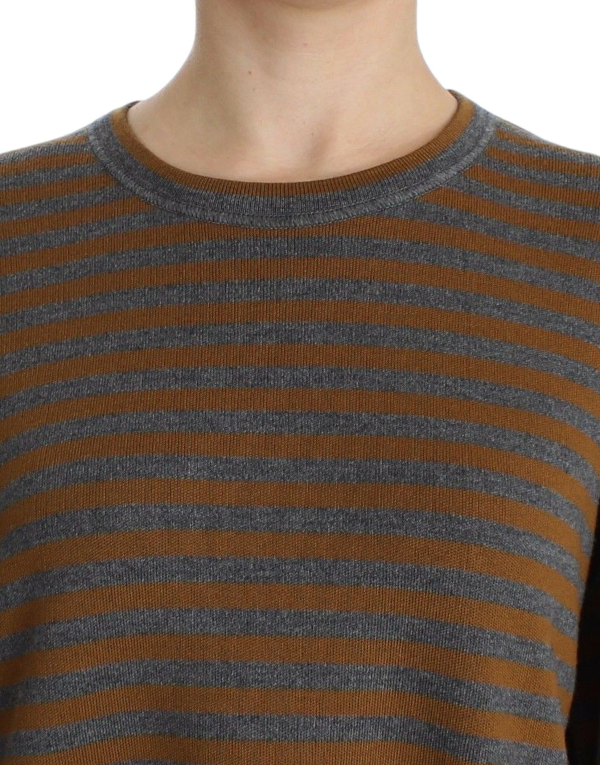 Brown and gray striped sweater