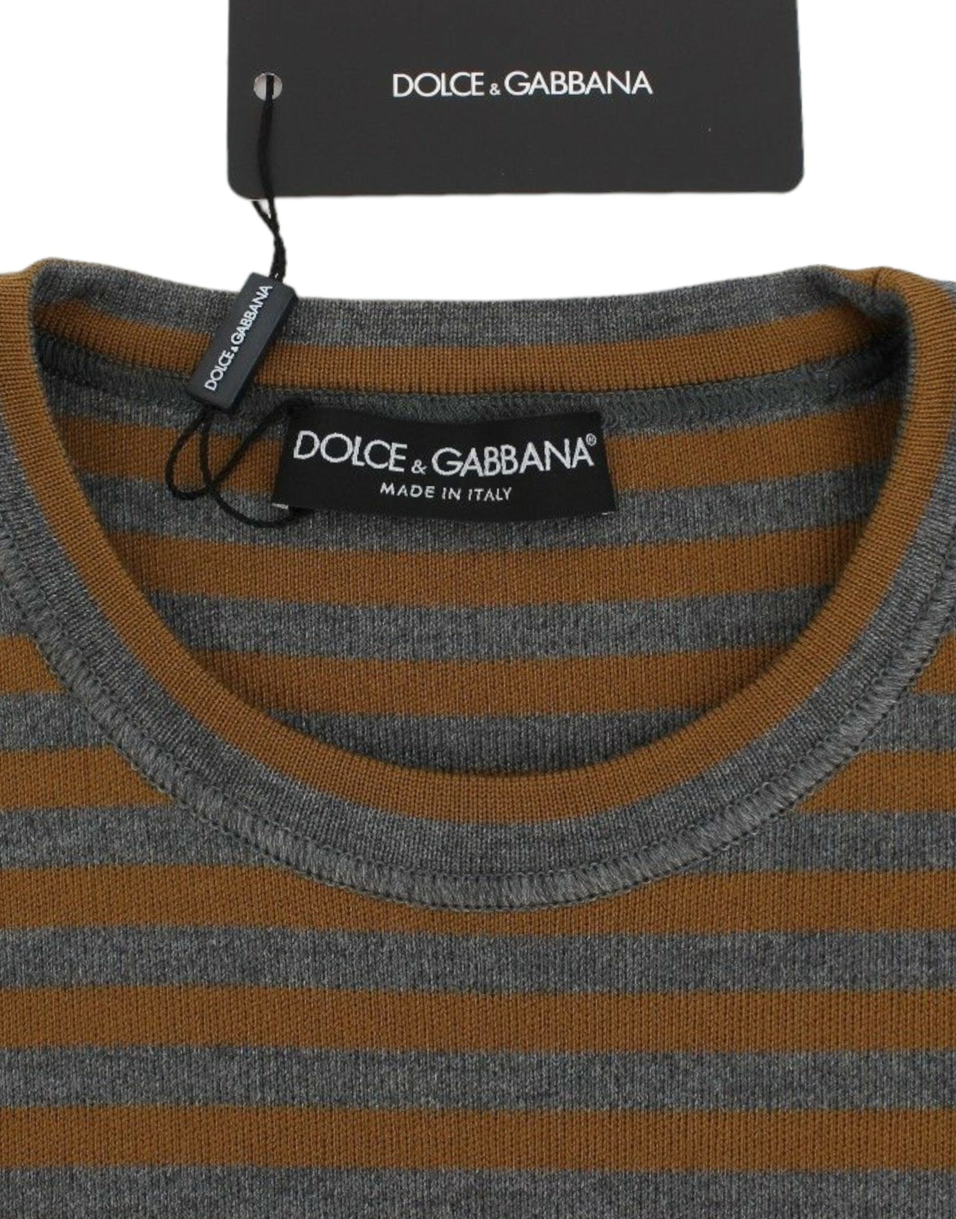 Brown and gray striped sweater