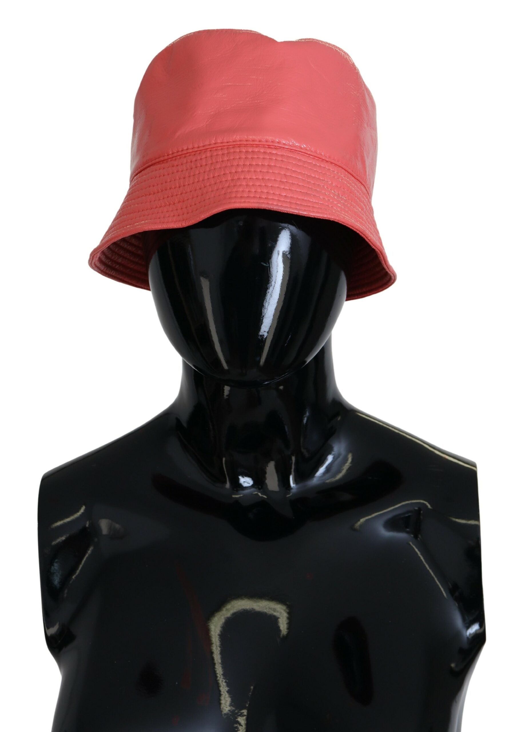 Red bucket hat on black mannequin head