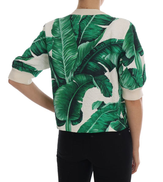 Green and white patterned sweater