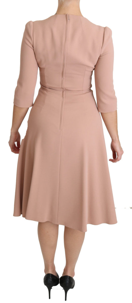 Pink dress with 3/4 sleeves and A-line skirt