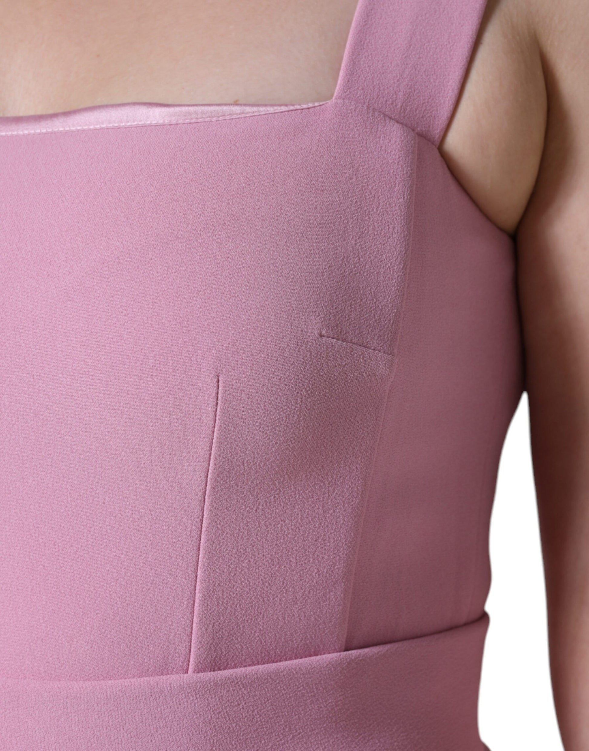 Pink sleeveless dress with flare skirt, viscose fabric