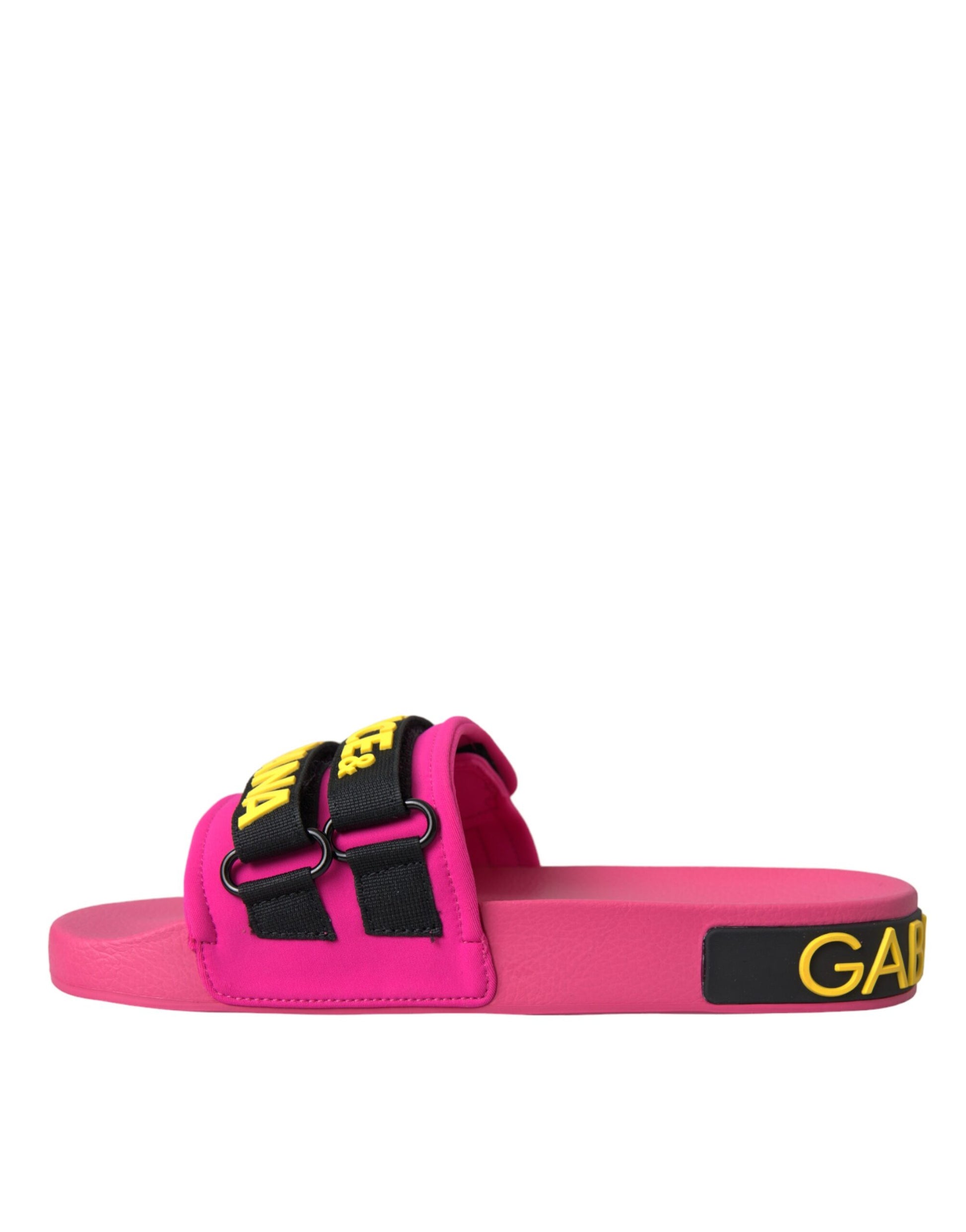 Pink flip flops with black straps