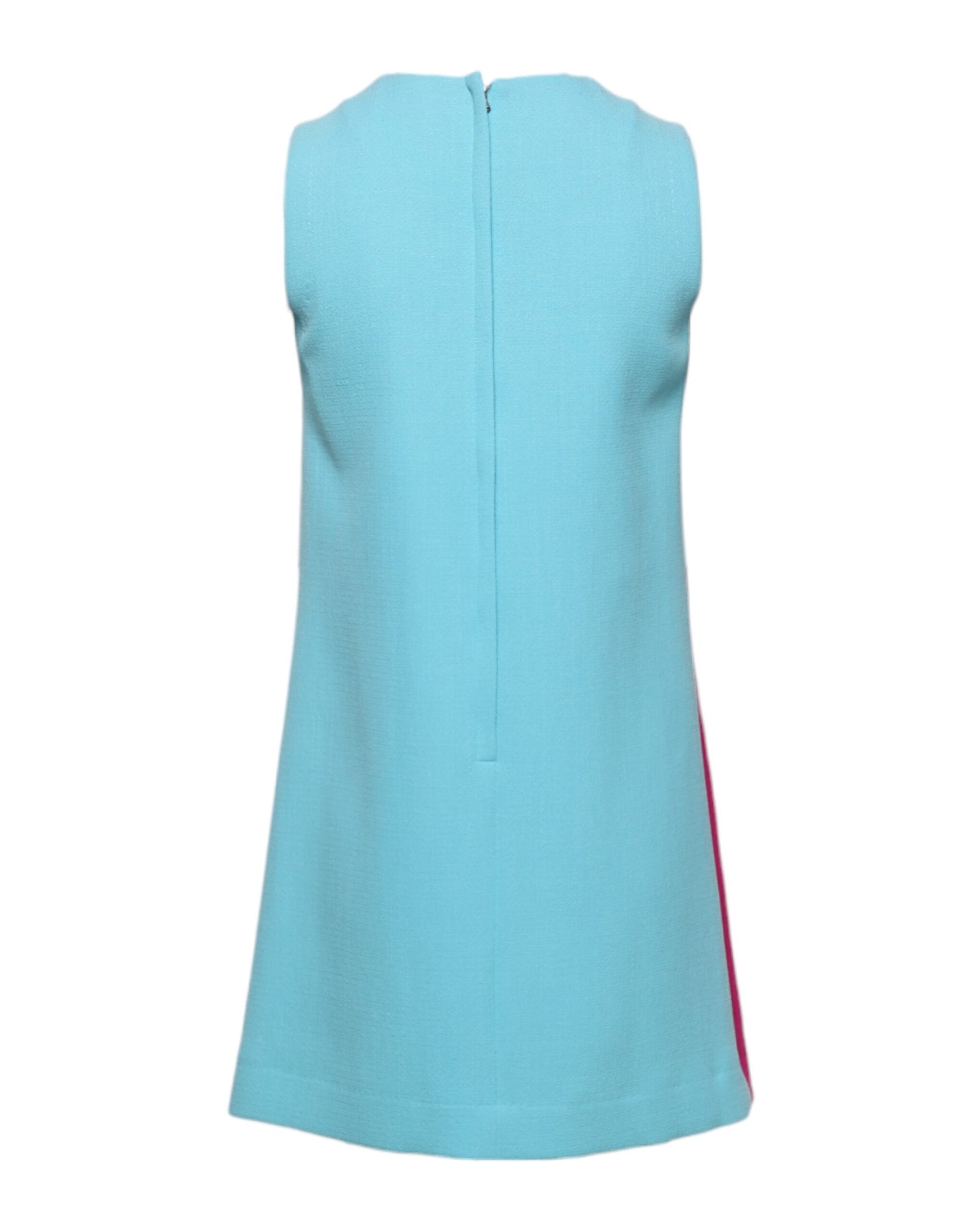 A sleeveless shift dress in blue and pink wool by Dolce & Gabbana