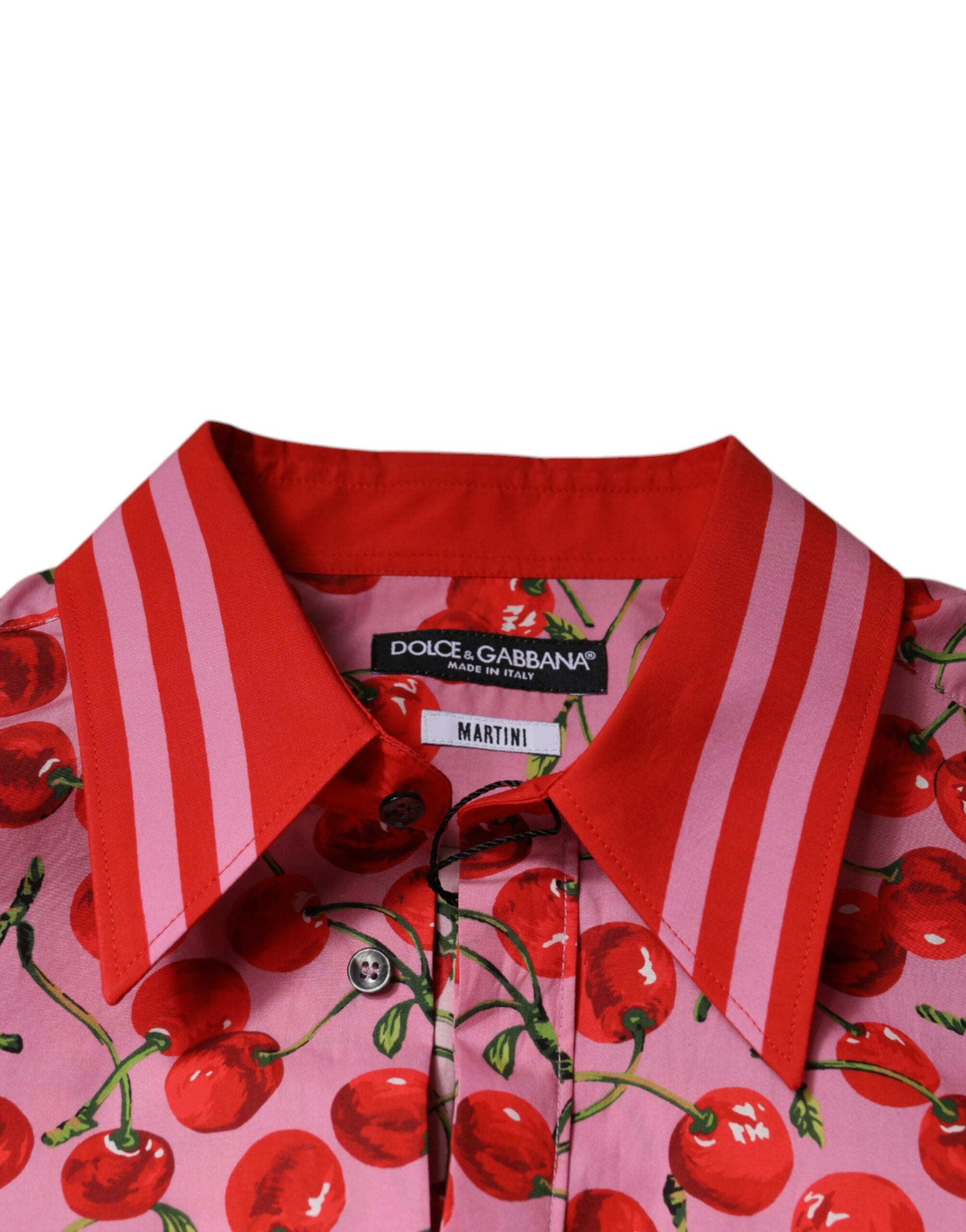 Red and white striped shirt with cherry print, by Dolce & Gabbana