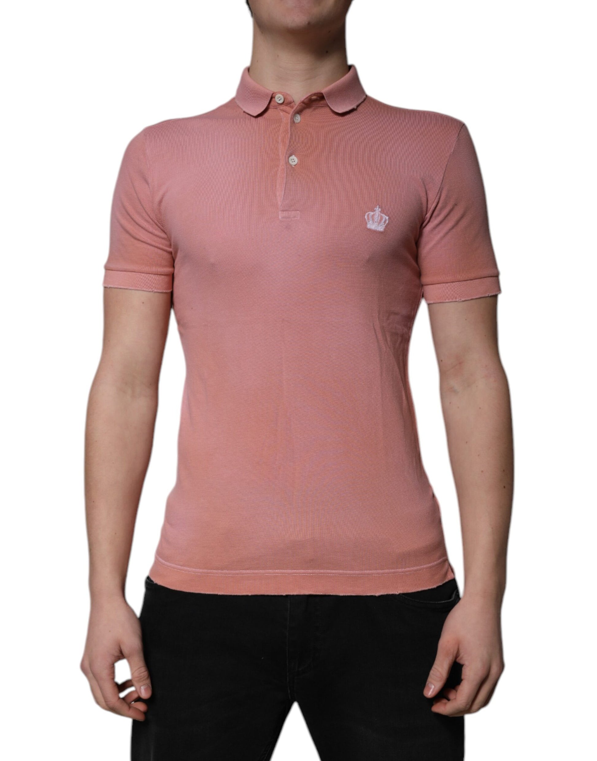 Mannequin wearing a pink polo shirt