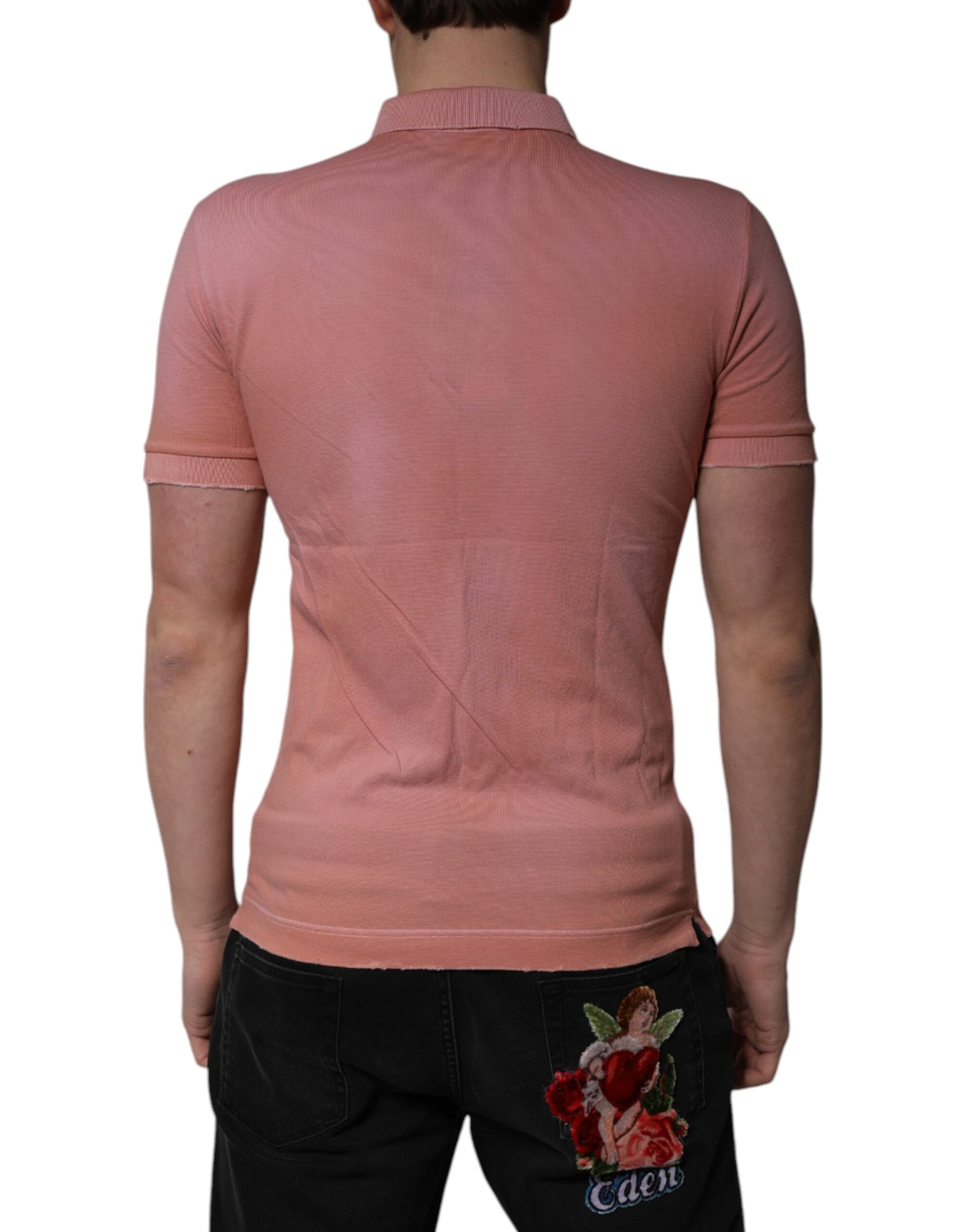 Pink polo shirt with short sleeves